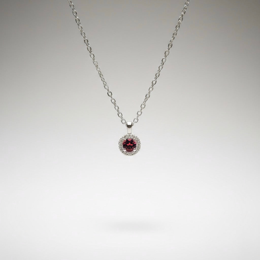 Platinum Garnet Diamonds Necklace