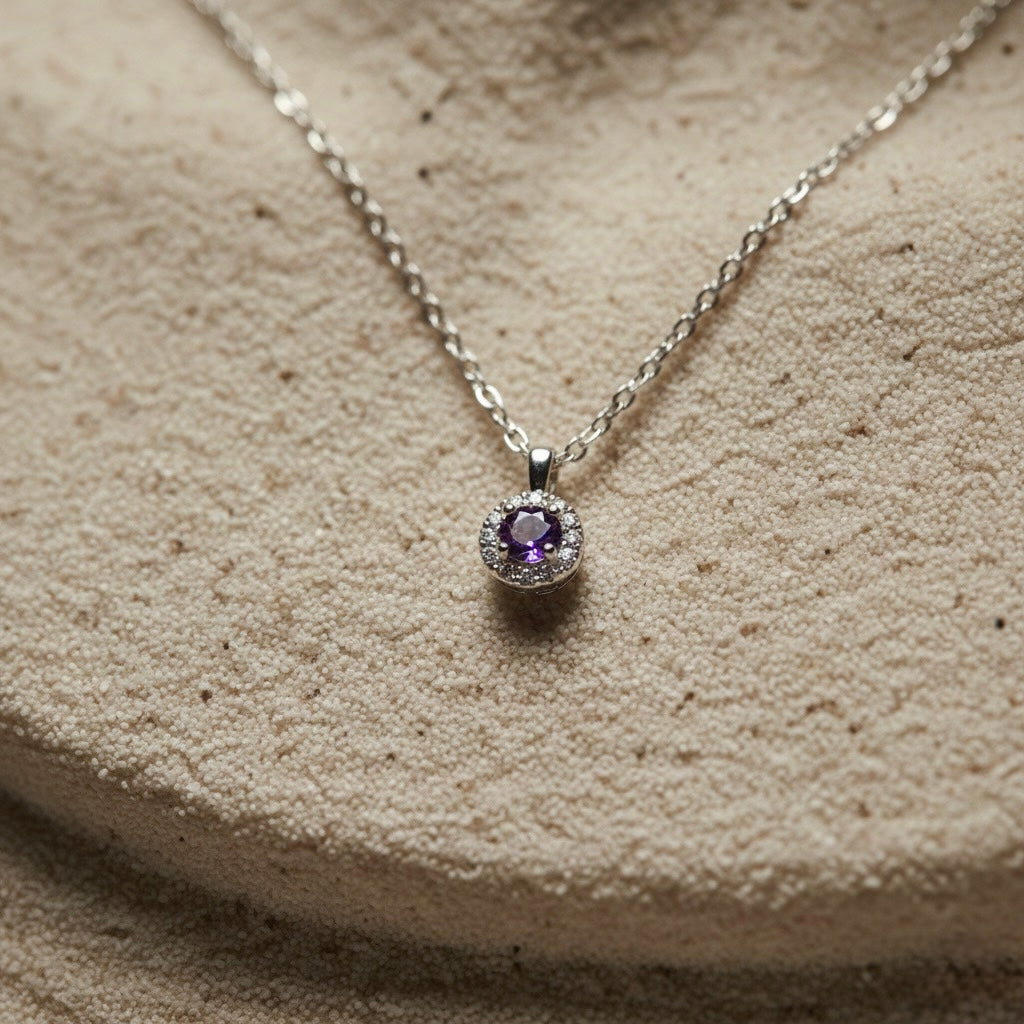 Platinum Amethyst Diamonds Necklace