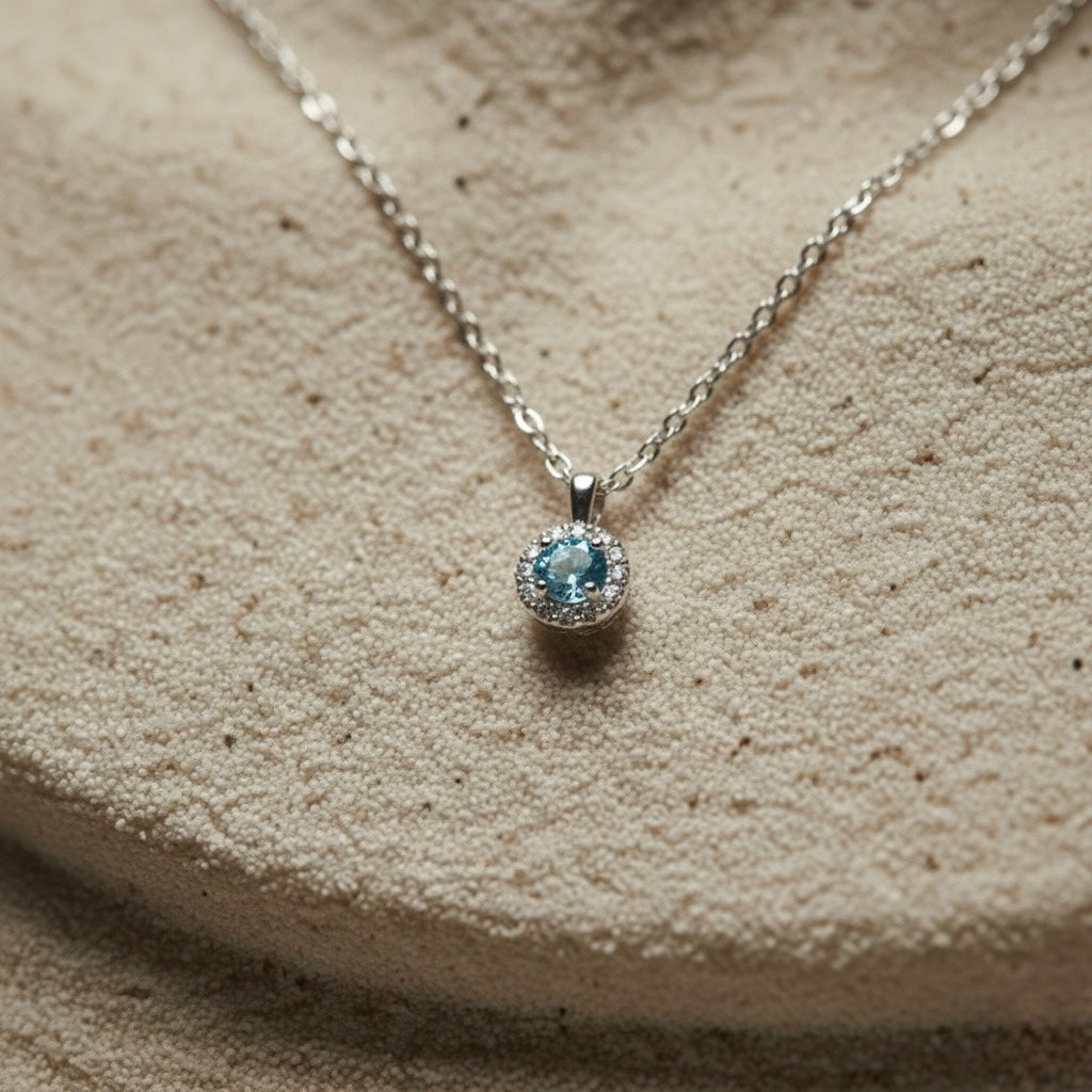Platinum Aquamarine Diamonds Necklace