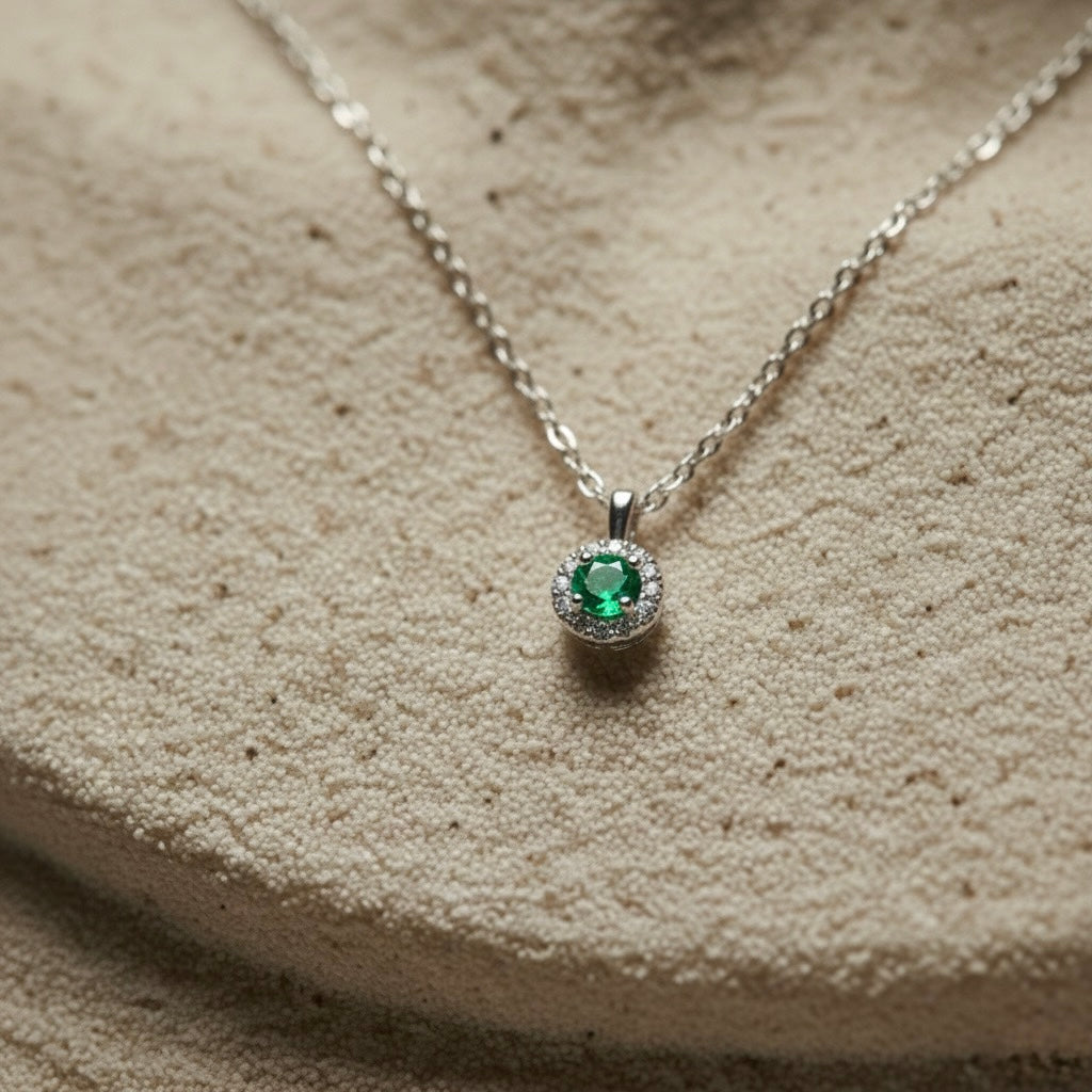 Platinum Emerald Diamonds Necklace