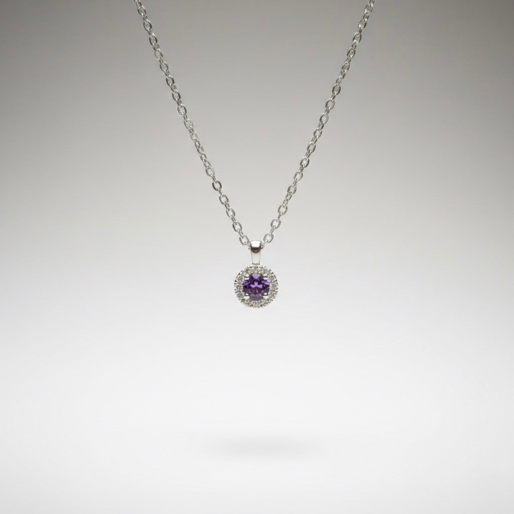 Platinum Amethyst Diamonds Necklace