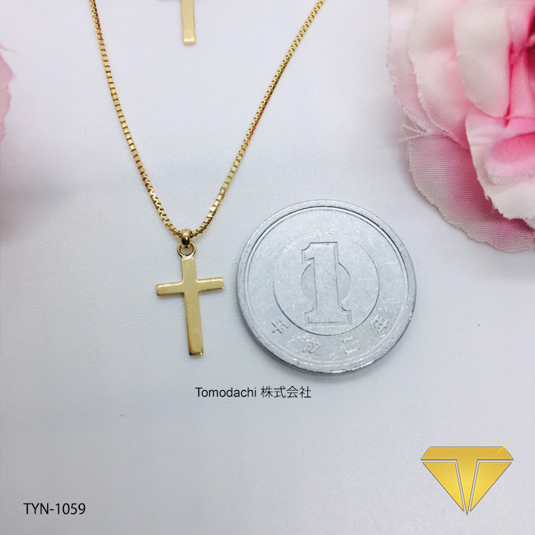18k Japan Yellow Gold Double Cross Necklace - Tomodachi Jewelry