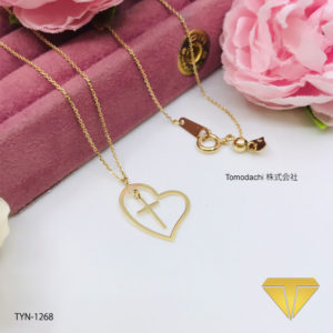 18k Japan Yellow Gold Medium Onyx Flower Pendant Chain - Tomodachi 